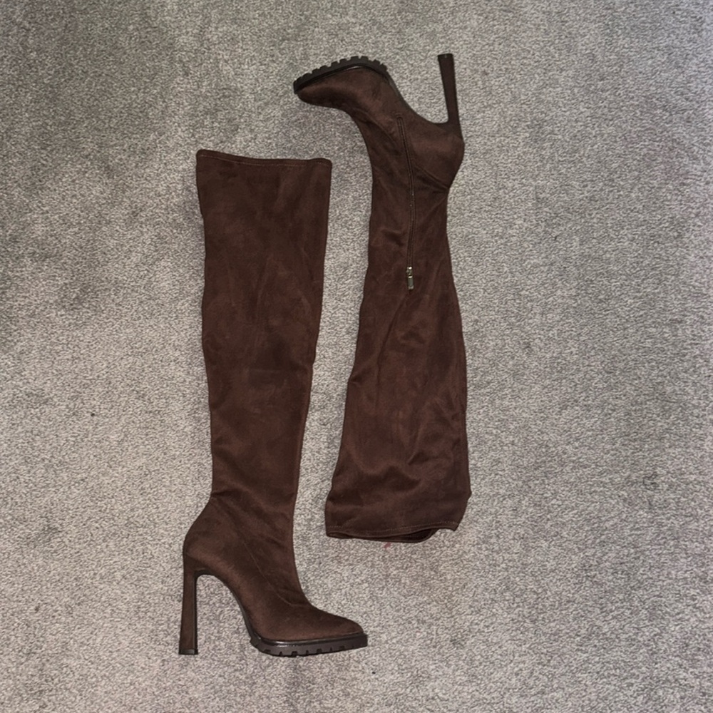 JLo Brown Suede Over the Knee Boots - Size 11